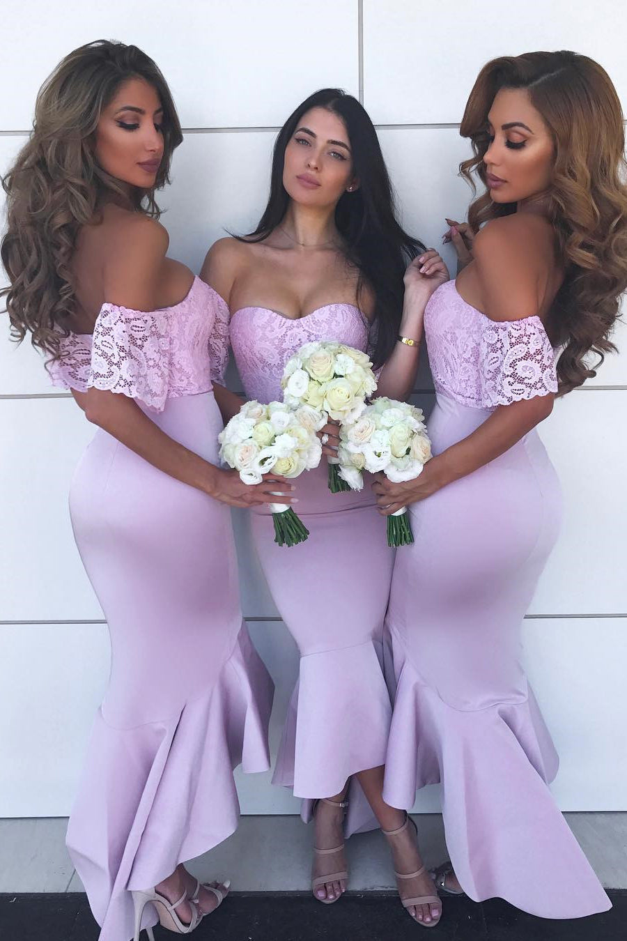 Sexy Off the Shoulder Light Sky Blue Mermaid Bridesmaid Dress