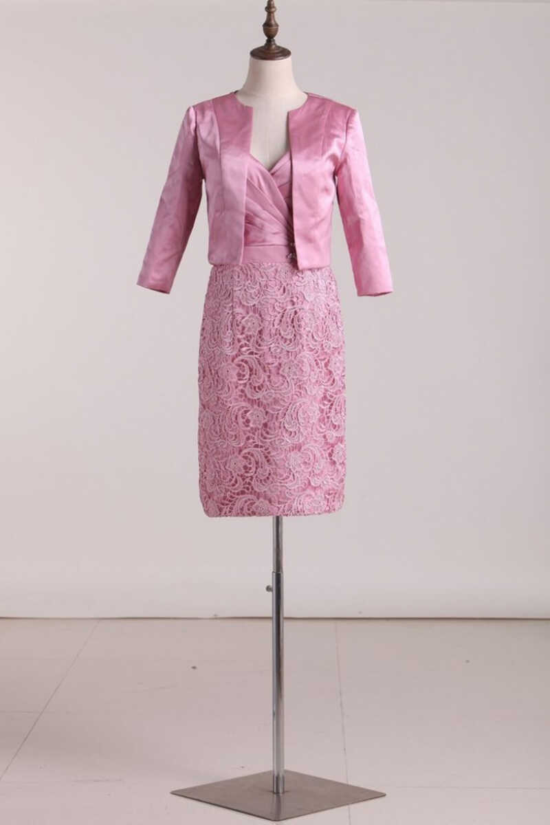 Two-Piece Pink Backless Mother of the Bride Dress