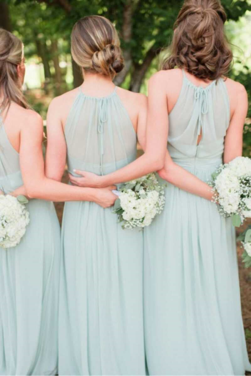 Sage Green Chiffon Halter Cutout Back Long Bridesmaid Dress – Dreamdressy Sage Green Chiffon Halter Cutout Back Long Bridesmaid Dress – Dreamdressy