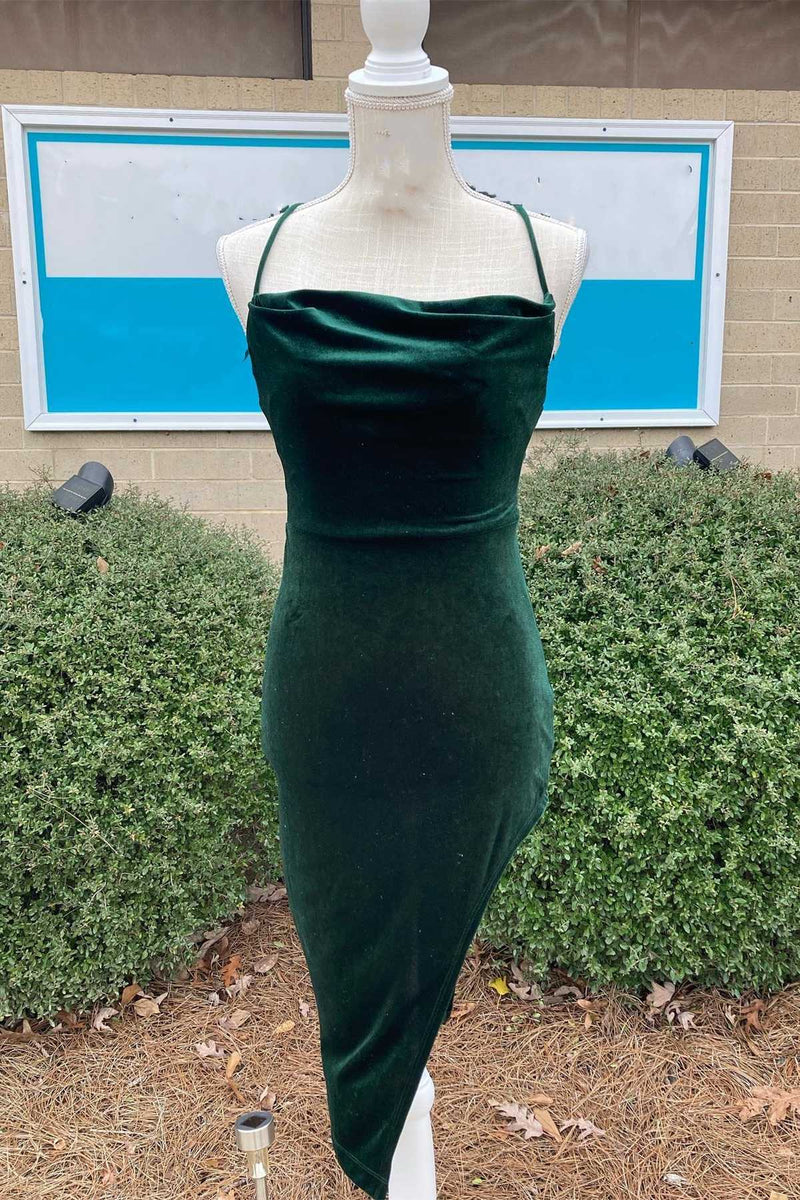 green velvet cowl neck dress Green Velvet Dress - Cowl Neck Dress - Velvet Cocktail Dress