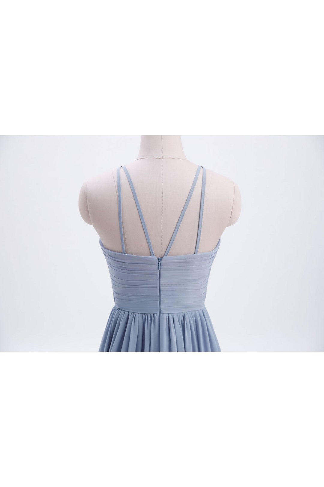 misty blue dresses Misty Blue Scoop Chiffon A-line Long Bridesmaid Dress – Dreamdressy
