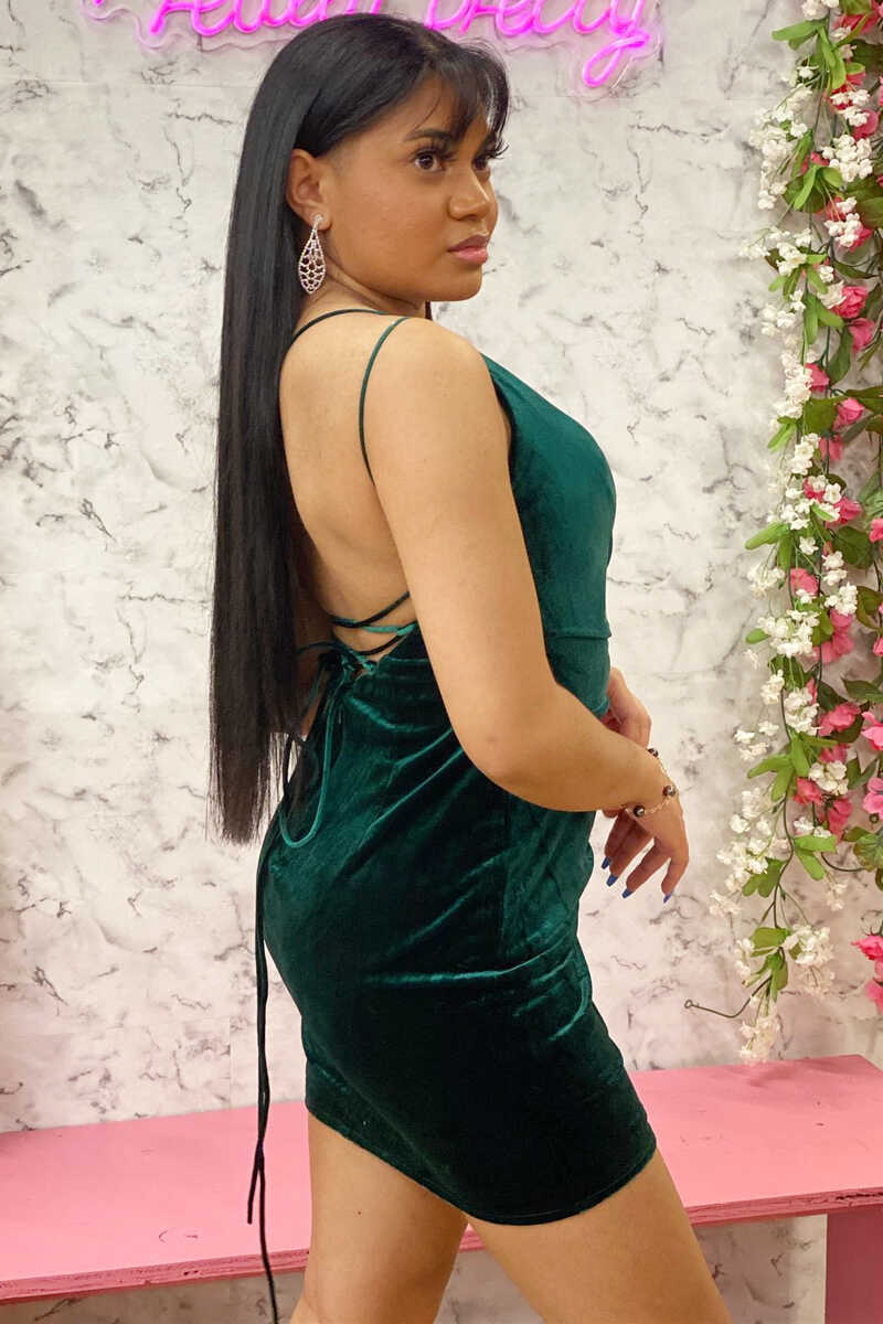 Short Emerald One-Shoulder Ruched Cocktail Dress