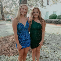 Sparkle Royal Blue Sequins Bodycon Mini Dress