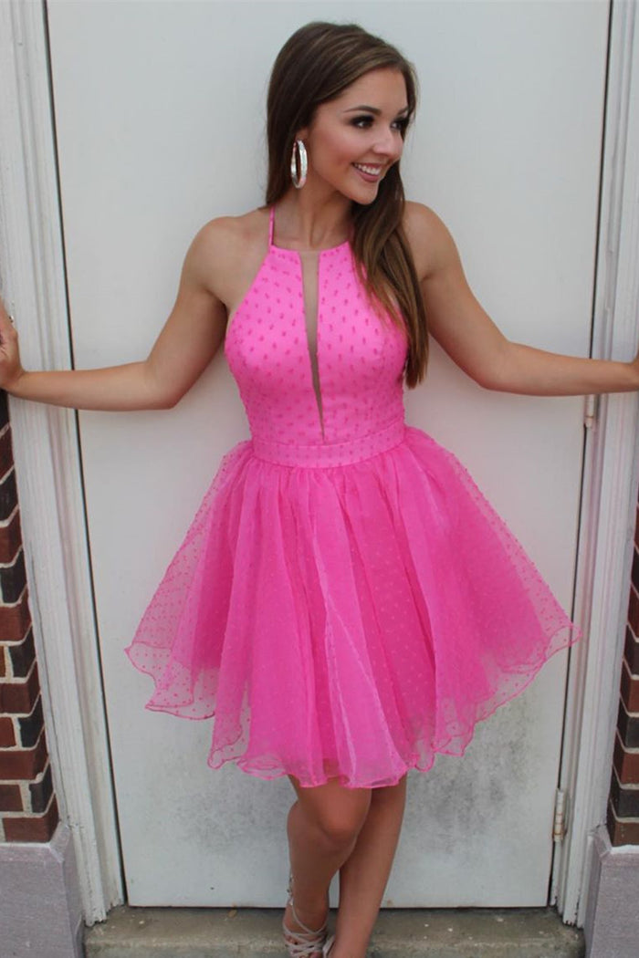 Halter Black Short Tulle Homecoming Dress