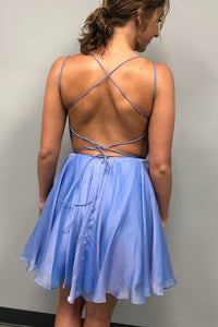 Sparkle Beading Blue Short Homecoming Dress