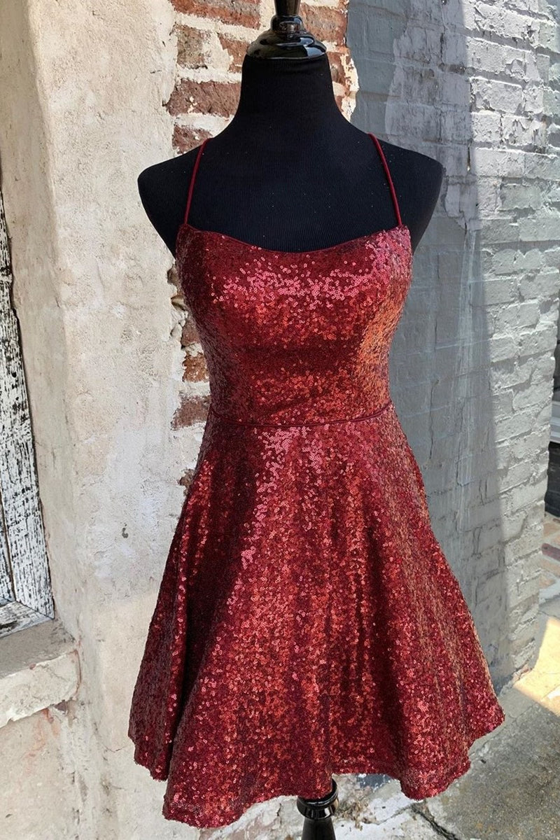 burgundy homecoming dress Lace-up Back Burgundy Homecoming Dress – Dreamdressy