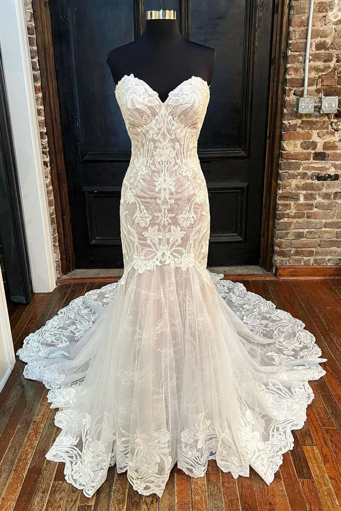 Ivory Strapless Mermaid Long Wedding Dress Dreamdressy Ivory Strapless Mermaid Long Wedding Dress Dreamdressy