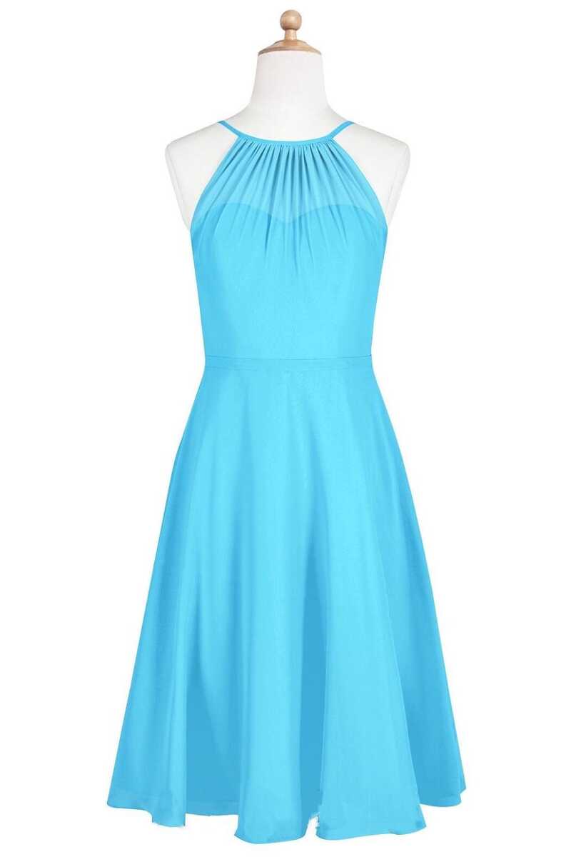 princess polly baby blue dress Elegant Short Sleeve Lace Chiffon Bridesmaid Dress Dusty Blue Formal D –  27Dress.co.uk main image 1