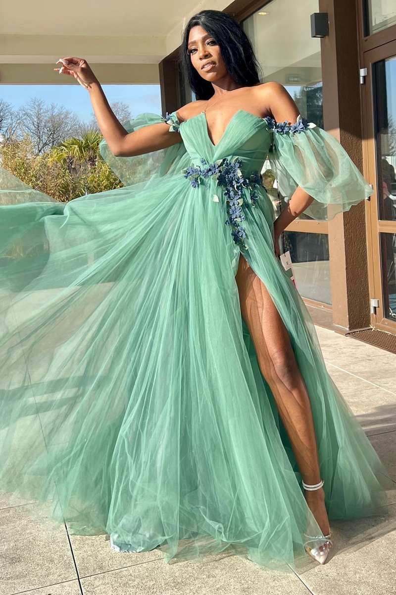 Green Tulle Lime Green Prom Dresses 2018 A-Line Green Tulle Long Prom  Dresses, Green Tulle