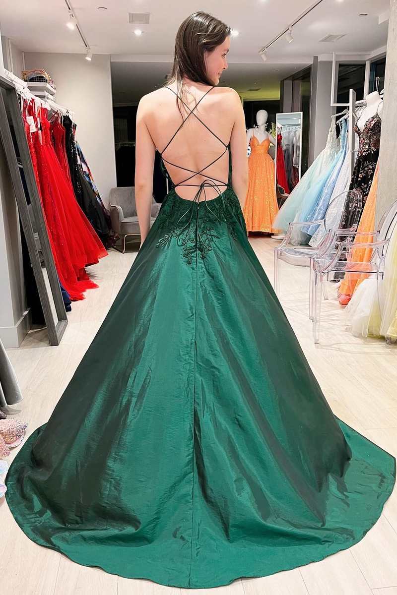 Hot Pink Floral Appliques Lace-Up A-Line Prom Gown