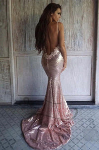 Sexy Rose Gold Sequins Mermaid Long Prom Dress Dreamdressy Sexy Rose Gold Sequins Mermaid Long Prom Dress Dreamdressy