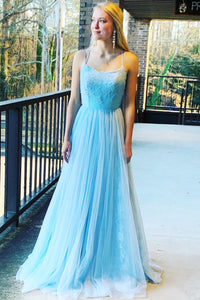 Straps A-Line Yellow Long Prom Dress with Slit