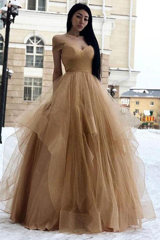 Off the Shoulder Tiered Red Prom Dress with Pleats