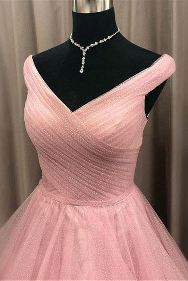 Off the Shoulder Tiered Red Prom Dress with Pleats