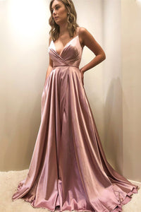 V Neck Royal Blue Long Prom Dress with Straps