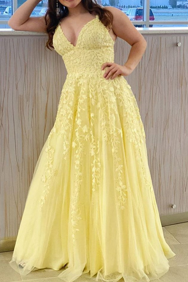 A-line Light Blue Tulle Long Prom Dress