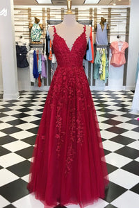 A-line Light Blue Tulle Long Prom Dress
