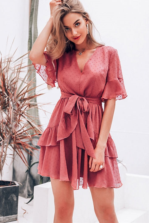 Textured Polka Dot Bard Dress