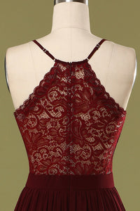 Sheath V Neck Burgundy Bridesmaid Dress with Lace Back