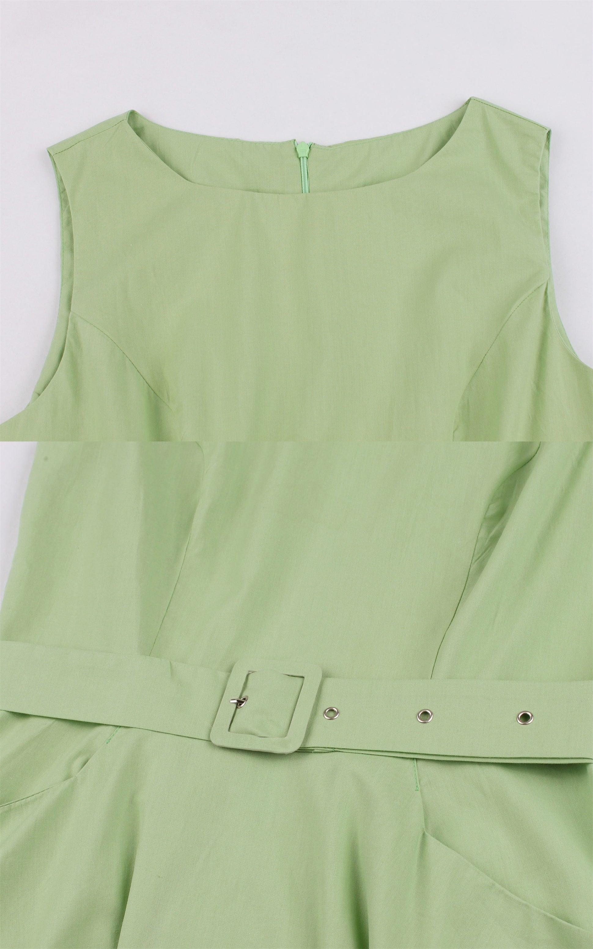 50s Vintage Sleeveless Sage Green Short Dress – Dreamdressy