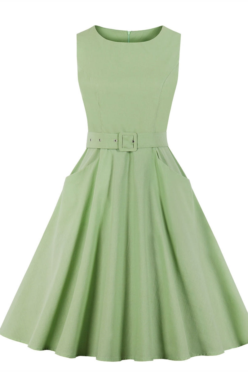 50s Vintage Sleeveless Sage Green Short Dress Dreamdressy 50s Vintage Sleeveless Sage Green Short Dress Dreamdressy