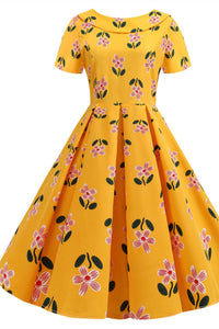 Peter Pan Collar Floral 50s Vintage Dress – Dreamdressy