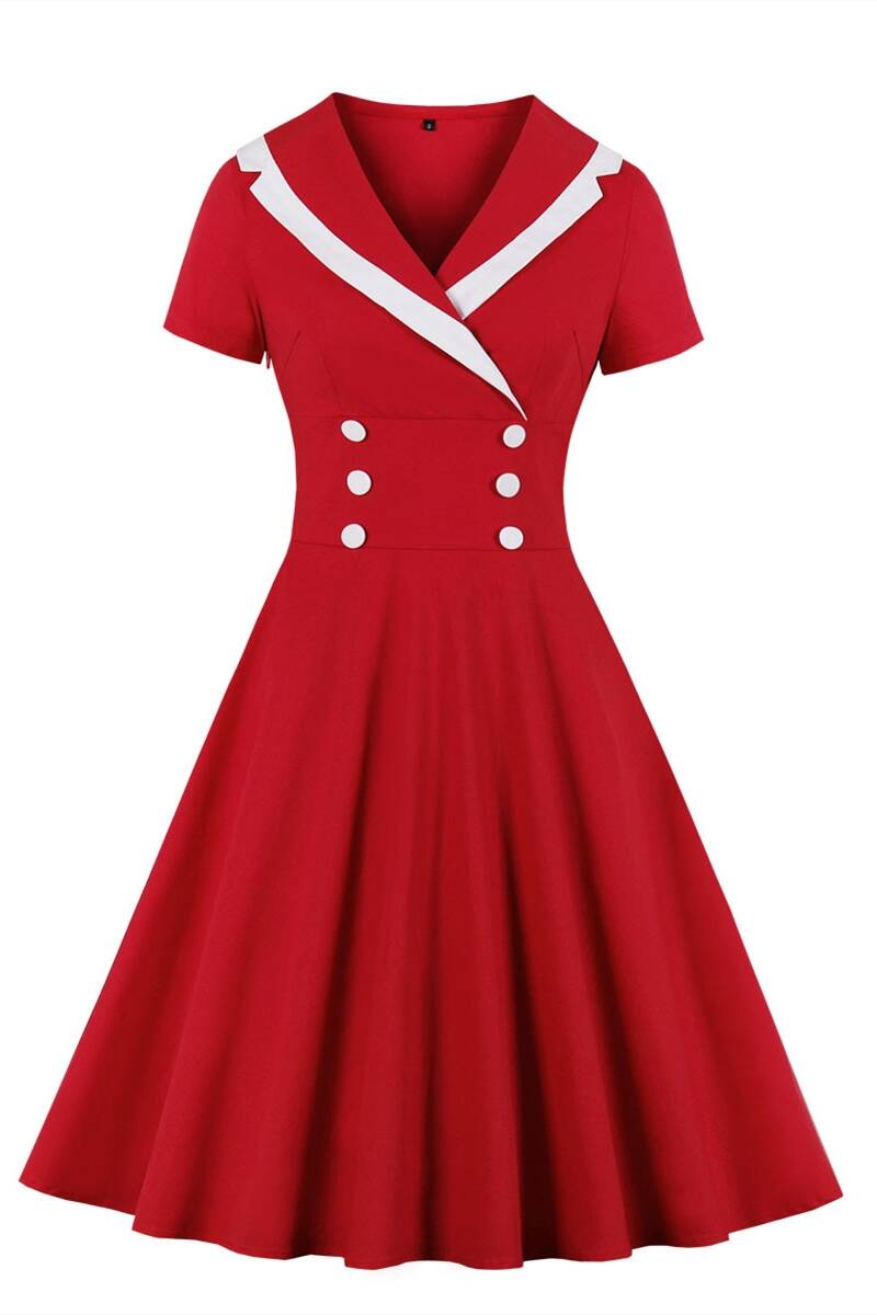 Vintage Style Short White and Pink Dress