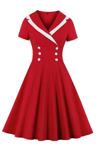 Vintage Style Short White and Pink Dress
