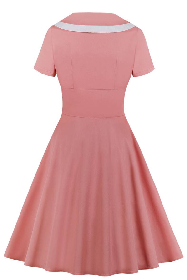 Vintage Style Short White and Pink Dress