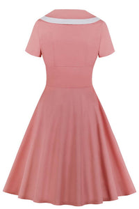 Vintage Style Short White and Pink Dress