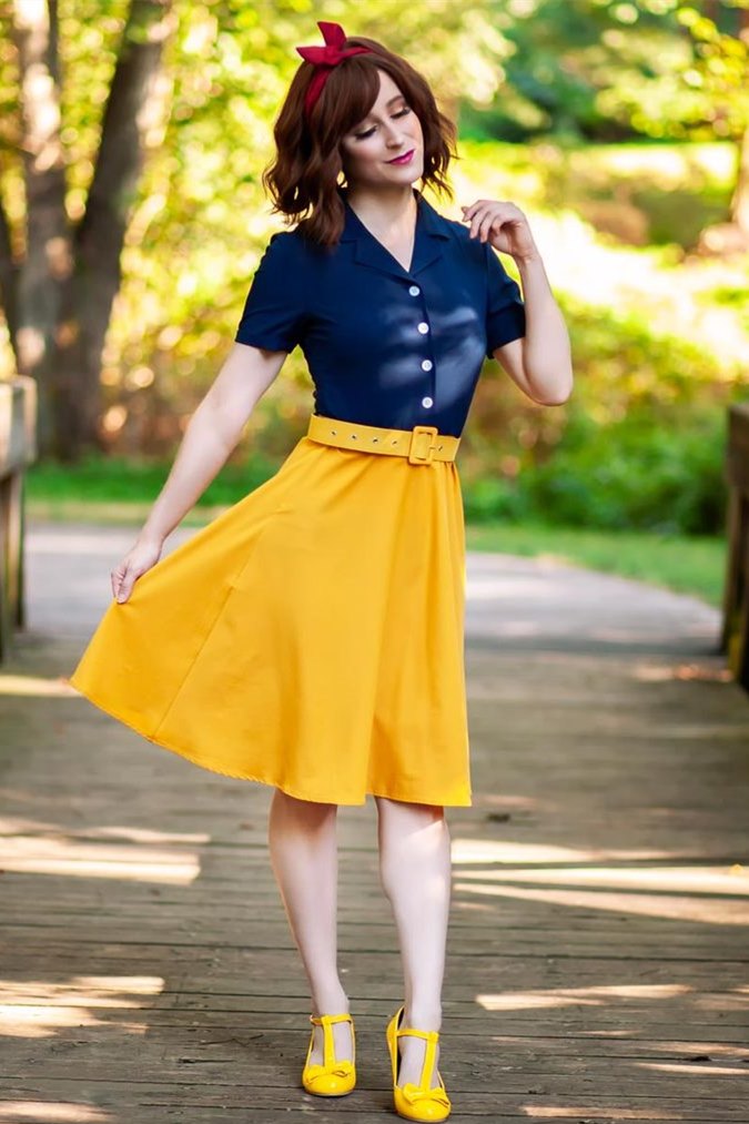 navy blue 50's style dress Snow White Style Navy and White 1950s Dress
