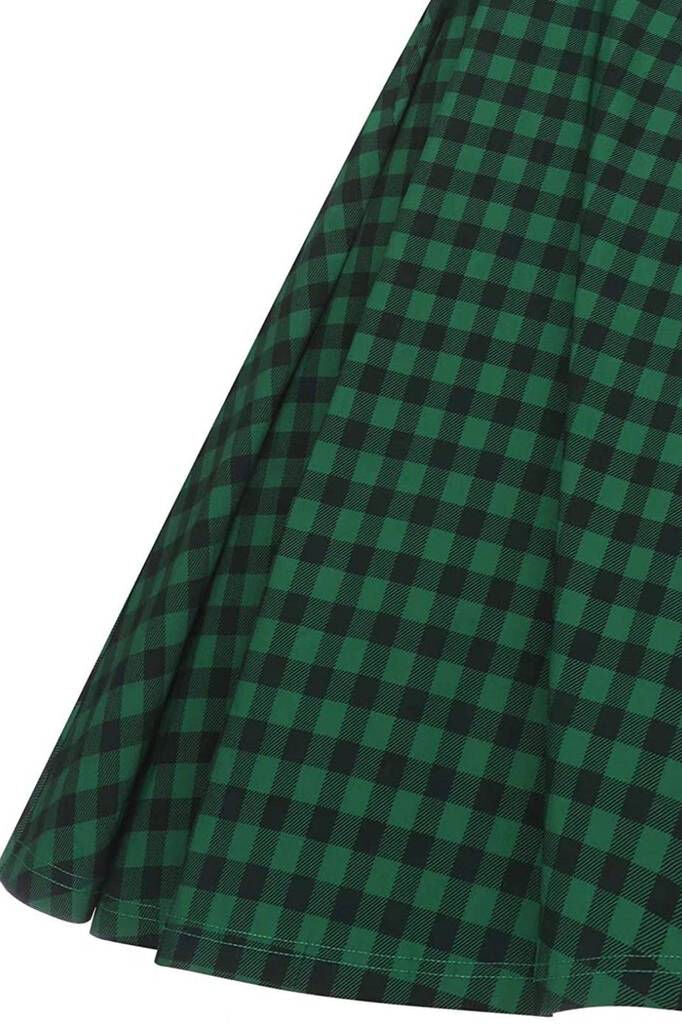 1950s Vintage Plaid Green Dress