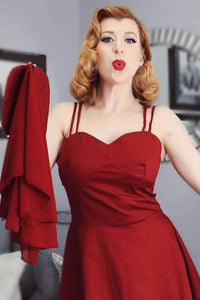 1950s Patchwork Red Swing Dress