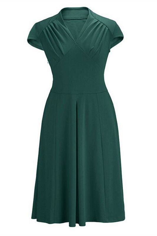 1950s Dark Green Cap Sleeves Swing Dress Dreamdressy 1950s Dark Green Cap Sleeves Swing Dress Dreamdressy