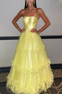 Strapless A-line Light Blue Ball Gown