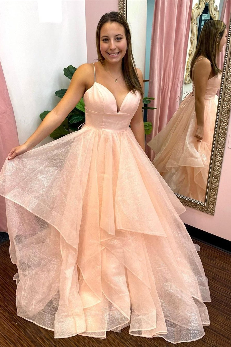 Princess Lavender Tiered Long Prom Dress