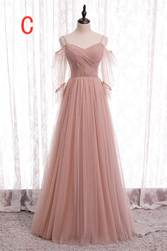 Elegant Blush Pink Tulle Bridesmaid Dress Elegant Blush Pink Tulle Bridesmaid Dress