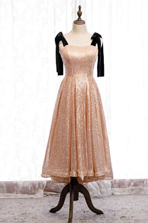 short rose gold sparkly dress gold prom short dresses Spaghetti Short Sexy Rose Gold Sequin Homecoming Dresses, Short Prom D Berryera