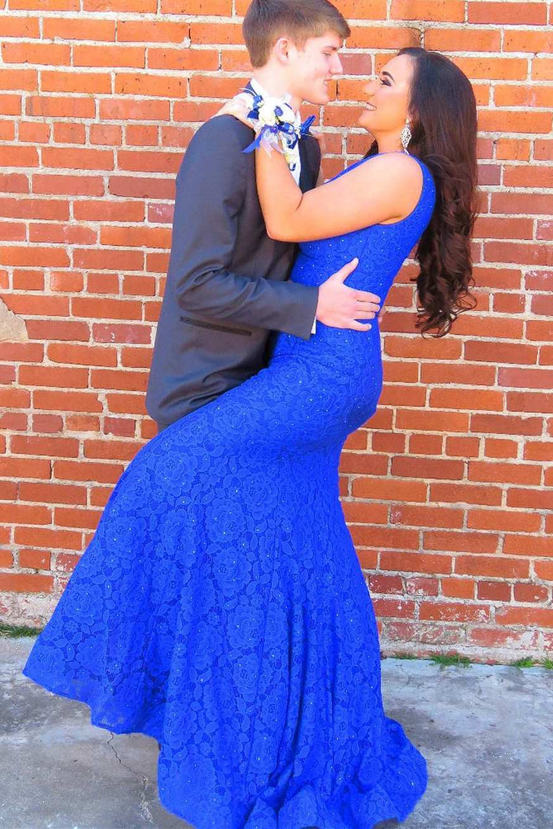 Two Piece Royal Blue Lace Long Prom Dress Dreamdressy Two Piece Royal Blue Lace Long Prom Dress Dreamdressy