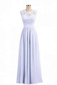 Lavender Lace Crew Neck A-Line Bridesmaid Dress