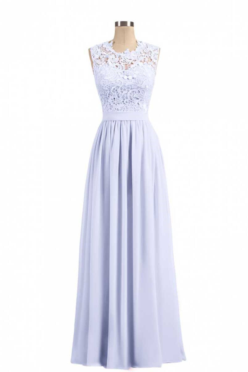 Lavender Lace Crew Neck A-Line Bridesmaid Dress Dreamdressy Lavender Lace Crew Neck A-Line Bridesmaid Dress Dreamdressy