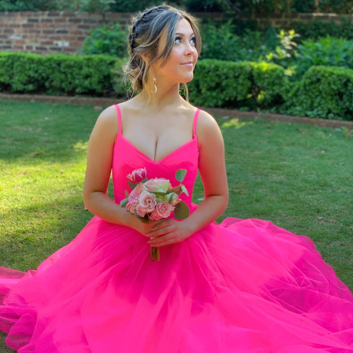 Straps Hot Pink Tulle Long Prom Dress Dreamdressy Straps Hot Pink Tulle Long Prom Dress Dreamdressy