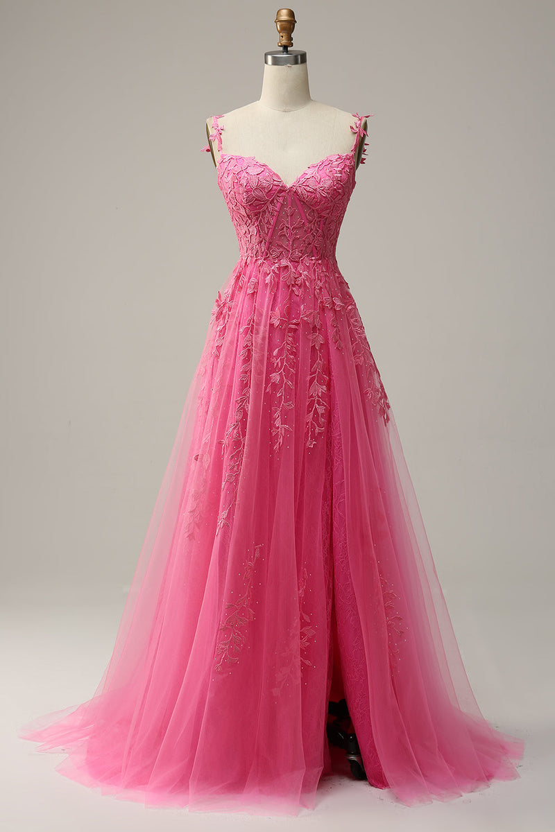 Aqua Tulle Floral Lace Off-the-Shoulder A-Line Prom Dress  Dreamdressy