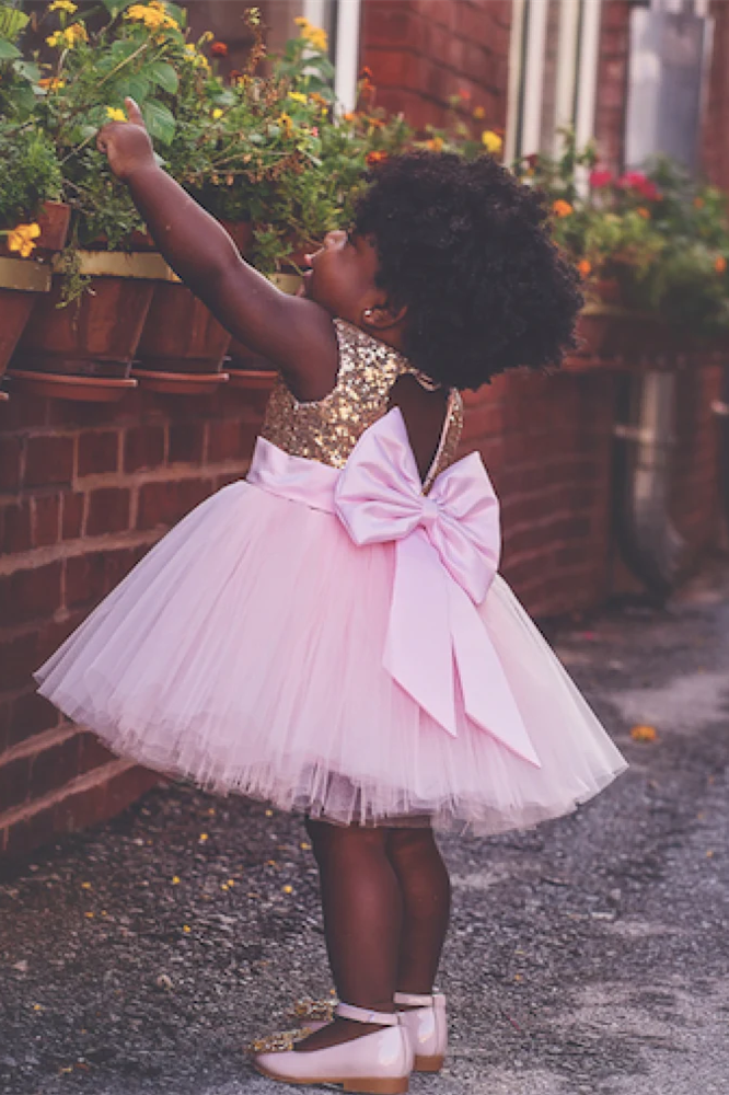 green emerald velvet dress Cute Toddler Ball Gown Gold Sequins Pink Flower Girl Dress – Dreamdressy