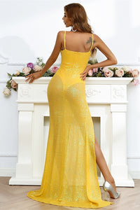 Sexy Yellow Mermaid See Through Long Dress Dreamdressy Sexy Yellow Mermaid See Through Long Dress Dreamdressy
