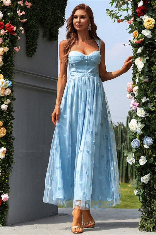 Princess Blue A-line Tea Length Party Dress Princess Blue A-line Tea Length Party Dress