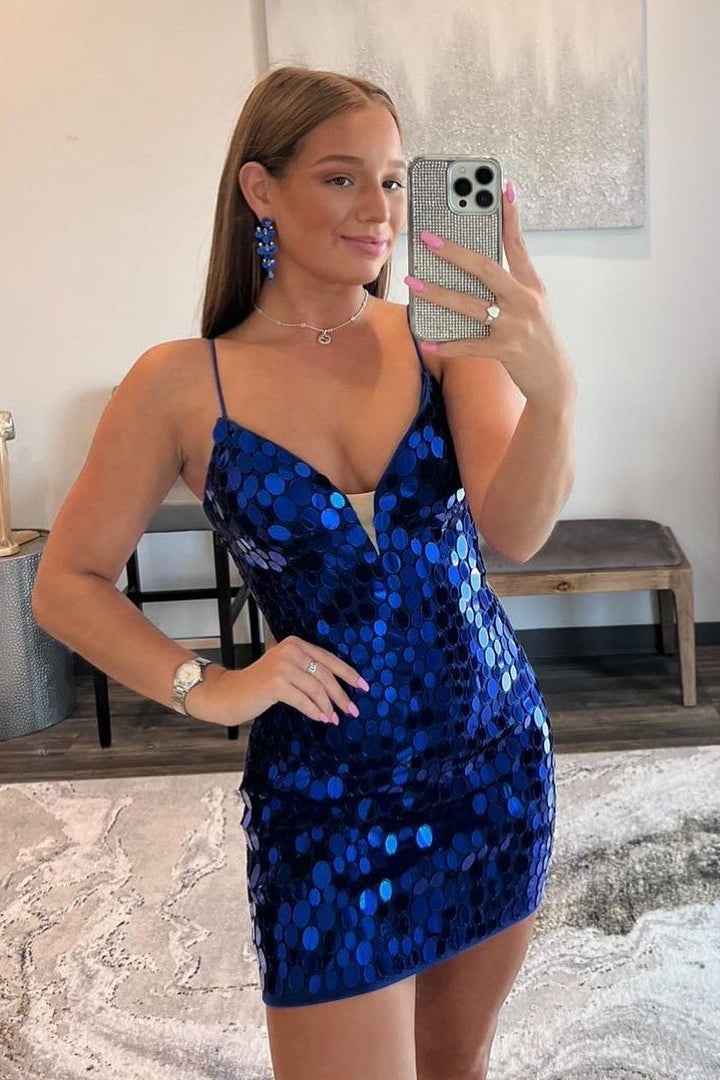 Stunning Oval Glass Mirror Backless Mini Homecoming Dress