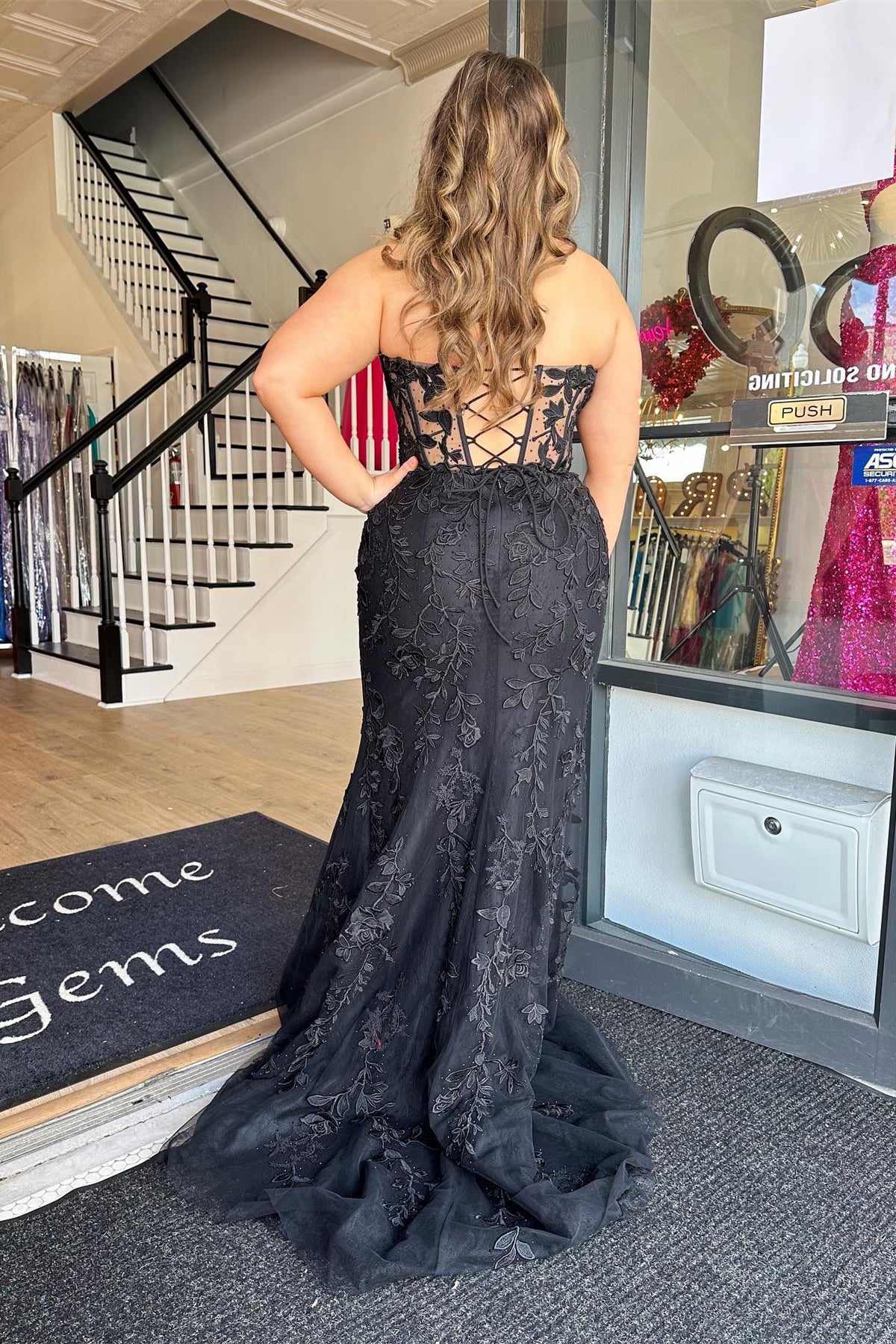 Sweetheart Hot Pink Lace Appliques Prom Dress