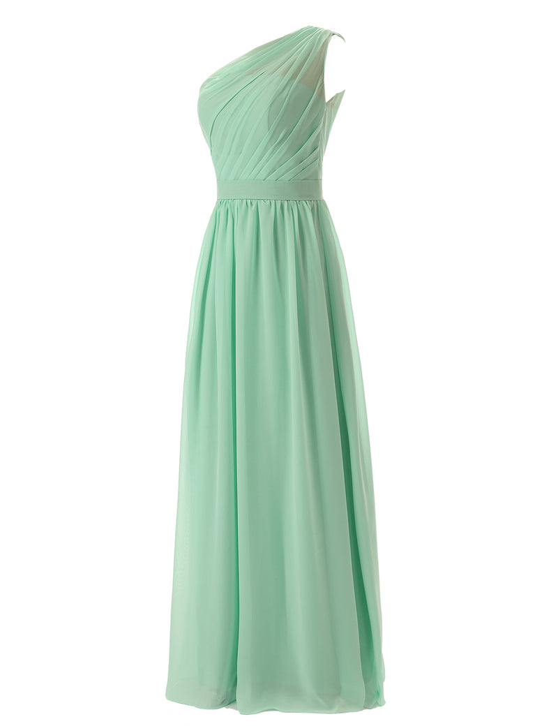 Simple A-Line Chiffon Ruched Mint Green Long Bridesmaid Dress Dreamdressy Simple A-Line Chiffon Ruched Mint Green Long Bridesmaid Dress Dreamdressy