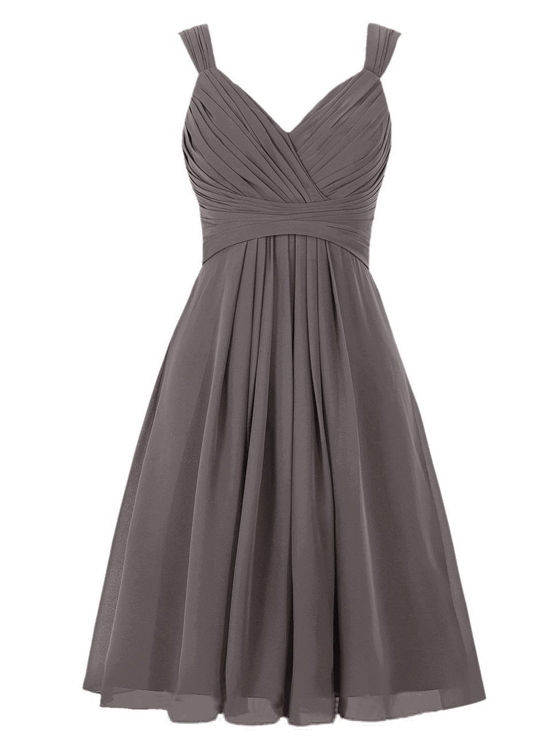 Simple A-line V Neck Short Chiffon Grey Bridesmaid Dress Dreamdressy Simple A-line V Neck Short Chiffon Grey Bridesmaid Dress Dreamdressy
